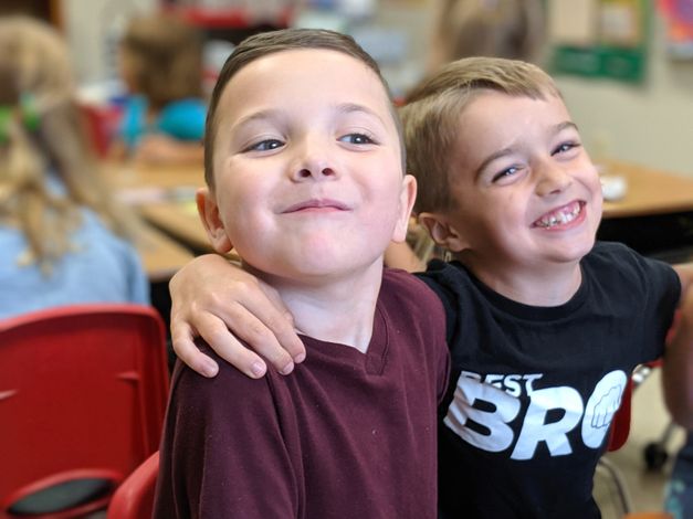 2secondgradefriendsintheirclassroom Elementary School at Haywood Christian Academy